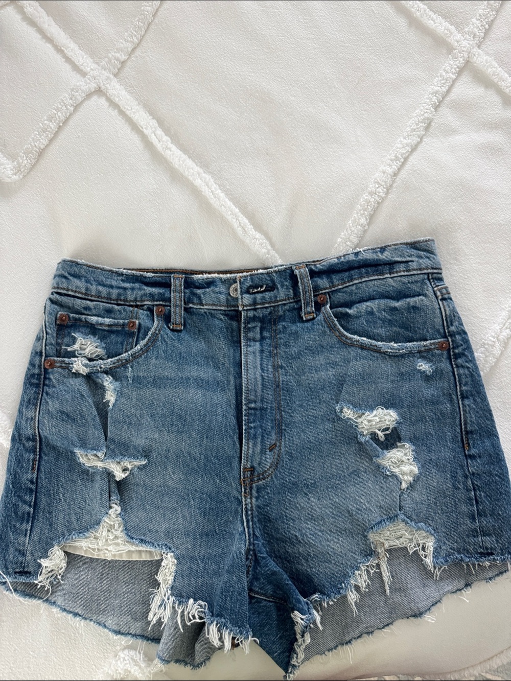 Abercrombie & Fitch Distressed Blue Denim Cutoff Shorts